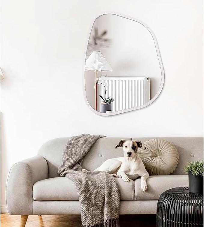 White Irregular Oval Wall Mirror Large 26