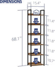 NUMENN Narrow Bookshelf, 6 Tier Bookshelves, Home Office Bookcase Shelf Storage Organizer, Free Standing Storage Shelving Unit for Bedroom, Living Room and Home Office, Vintage