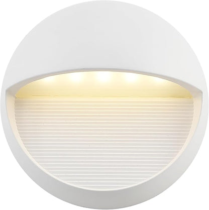 JONATHAN Y 6.25" White Modern Round Outdoor Integrated LED Wall Sconce Light, Metal/Glass Waterproof Exterior Downlight for Porch, Patio, and Entryway, ETL Listed (JYL7441D)