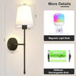 Battery Operated Wall Sconce Set of 2, Wireless Wall Sconce with Rechargeable Bulbs and Remote, 15 Colors & Dimmable, Black Sconces Wall Decor for Bedroom Living Room Hallway