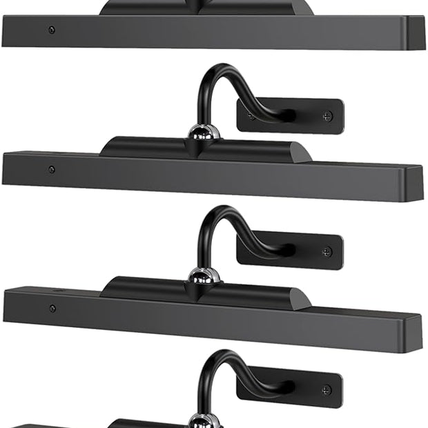 Art Frame Picture Light 4Pack, 12" Wireless Battery Operated Gallery Lighting, Remote Control Timer 3 Color Temps for Bedroom Museum (Black)