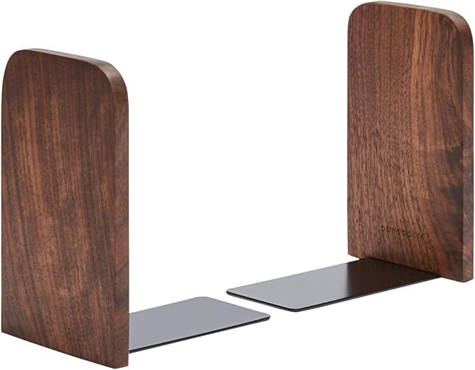 Pandapark Wood,Non-Skid Bookend for Shelves,Heavy Duty,Book Stand for CDs,1 Pair