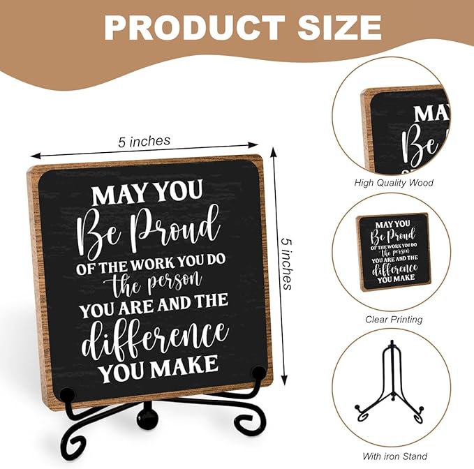 Inspirational Office Sign, Coworker Appreciation Gifts, Going Away Gifts for Women Men, Office Table Desk Cubicles Accessories Decorations, May You Be Proud of The Work You Do Plaque