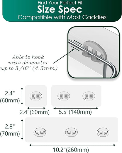 Upgraded Adhesive Hooks for Wall Mount, Self-Adhesive Corner Shelf Shower Caddy, Waterproof Bathroom & Kitchen, Wire Hook 12 Pack