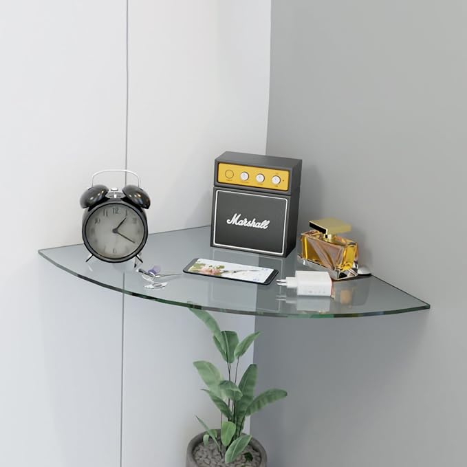 Fab Glass and Mirror Corner Glass Shelf, 6