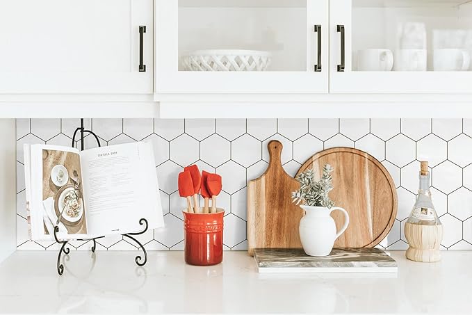 Kitchen Peel and Stick Wallpaper White Wallpaper Modern Contact Paper for Cabinet Bathroom Backsplash Renter Friendly Self-adhesive Waterproof Removable Vinyl Papel Tapiz Para Cocina 17.3