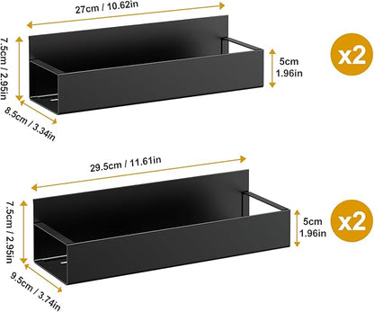 4 Pack Moveable Fridge Magnetic Spice Racks,Metal Black