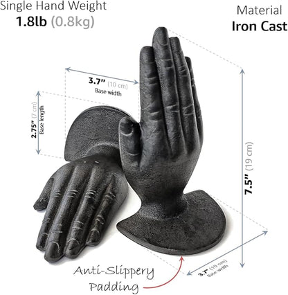 Ambipolar Hands Style Decorative Bookends - Antique Black Cast Iron Decorative Accent for Home Decor, Bookshelf, Living Room Decor, Decorative Bookends for Heavy Books