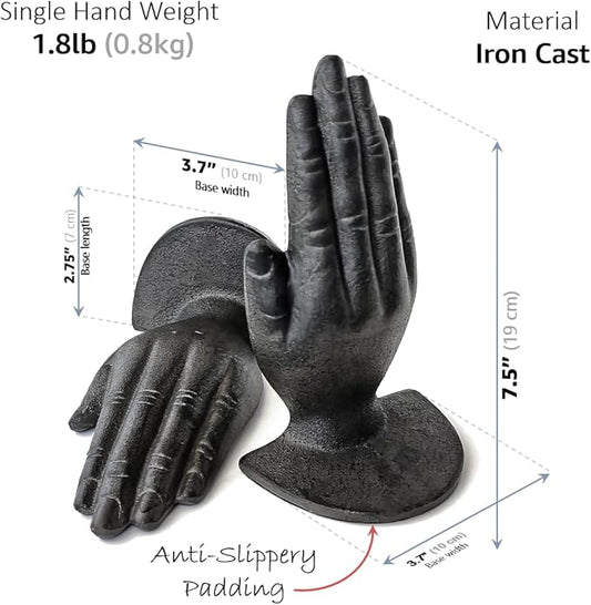 Ambipolar Hands Style Decorative Bookends - Antique Black Cast Iron Decorative Accent for Home Decor, Bookshelf, Living Room Decor, Decorative Bookends for Heavy Books