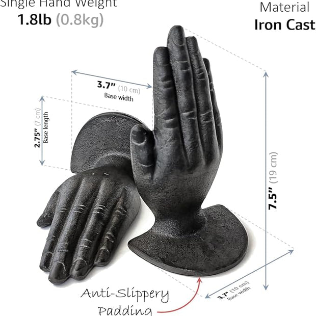 Ambipolar Hands Style Decorative Bookends - Antique Black Cast Iron Decorative Accent for Home Decor, Bookshelf, Living Room Decor, Decorative Bookends for Heavy Books
