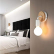Vintage Loft Style Wooden Base Wall Lights Metal Lamp Minimalist Indoor Wall Sconces E26 Lamp Holder Lighting for Living Room Bedrooms (Bulb Sold Separately) (White)