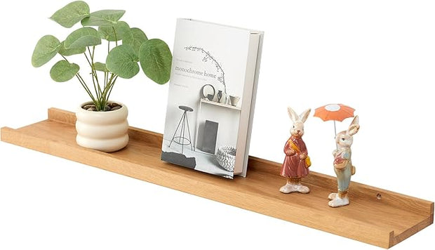 Oak Floating Shelves for Wall 36 Inch (Upgrade Width 6"), Natural Wood Wall Shelves Display Picture Ledge Shelf for Living Room Bedroom Bathroom Kitchen Office Decor and Storage