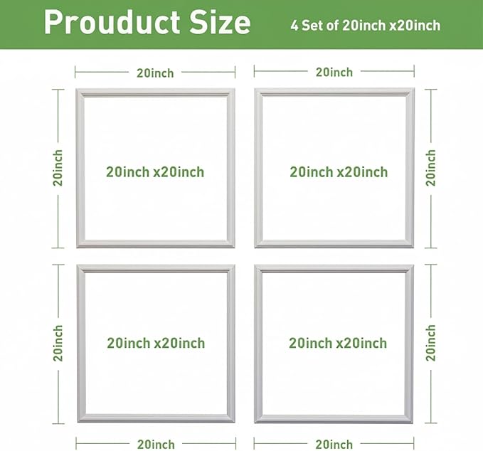 Peel and Stick Wall Molding, 4 Set 20" x 20" Premade Wainscoting Panels, Ready-to-Assemble Wall Accent Kit, Paintable Molding Trim Decor for Living Room Bedroom Hallway Kitchen Island