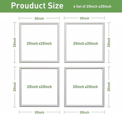 Peel and Stick Wall Molding, 4 Set 20" x 20" Premade Wainscoting Panels, Ready-to-Assemble Wall Accent Kit, Paintable Molding Trim Decor for Living Room Bedroom Hallway Kitchen Island