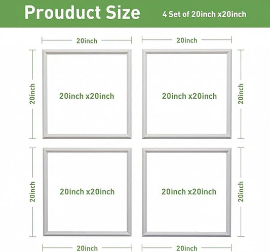 Peel and Stick Wall Molding, 4 Set 20" x 20" Premade Wainscoting Panels, Ready-to-Assemble Wall Accent Kit, Paintable Molding Trim Decor for Living Room Bedroom Hallway Kitchen Island