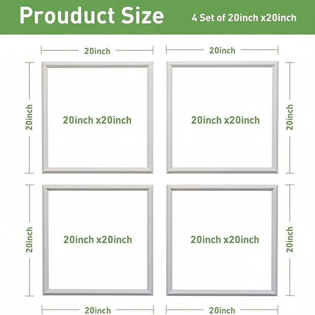 Peel and Stick Wall Molding, 4 Set 20" x 20" Premade Wainscoting Panels, Ready-to-Assemble Wall Accent Kit, Paintable Molding Trim Decor for Living Room Bedroom Hallway Kitchen Island