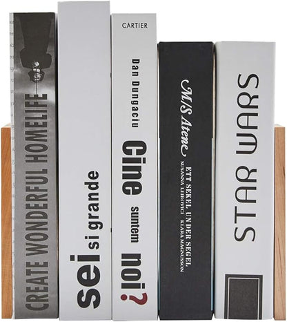 Pandapark Wood Decorative Bookends,Non-Skid Bookend for Shelves,Heavy Duty Bookends,Book Stand for Books/CDs,1 Pair