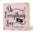 Do Everything In Love Corinthians 13:4-5 Bible Verse Wood Block Plaque Box Sign for Home Living Room Coffee House Bar Shelf Table Office Decoration, Valentine's Day Housewarming Home Decor