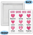 Valentines Day Decor - Valentines Decor - Christian Desk Sign - God Says You Are Loved Bible Verse Wood Sign Home Living Room Bedroom Desk Shelf Table Tabletop Decorations 5×5 Inches
