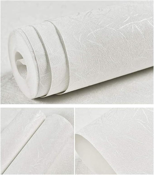 Abyssaly White Silk Wallpaper Embossed Self Adhesive Peel and Stick Wallpaper Removable Kitchen Vinyl White Cabinet Furniture Shelf Paper Textured Contact Paper 15.7" X 590.5"