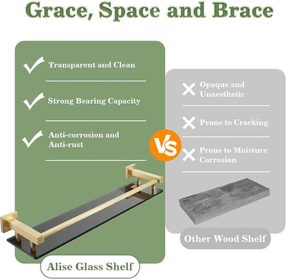 Alise Bathroom Shelves,Glass Shelf for Bathroom, Modern Floating Shelves,20 inch