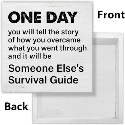 Inspirational Desk Decor Inspirational Gifts for Women Men Rustic One Day You Will Tell the Story Wooden Sign for Home Living Room Office Desk Table Shelf Decor 5 x 5 Inches