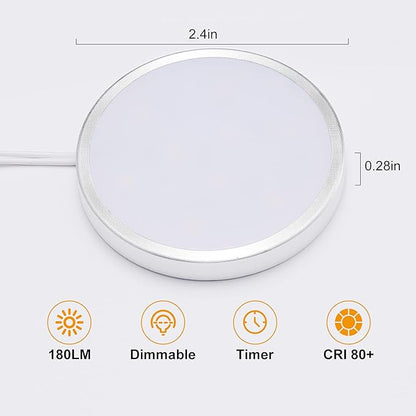 LED Dimmable Under Cabinet Lighting Kit,12V 6 Pack Wired Puck Lights with Remote Control, Plug in Under Counter Lighting Fixtures for Kitchen,Bookcase,Showcase,Shelf (Day White)