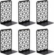 Geomod 3D Cube Black Metal Bookends Decorative for Heavy Books - Sturdy Boho Book Stops - Minimal Book Shelf Stopper - Durable Office Bookends - Weighted Metal Book Holders - 7x4.75 Inches - 3 Pair