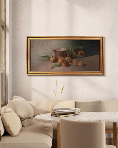HUARCEY Gold Framed Vintage Wall Art for Living Room Harvest Apples Still Life Oil Painting Large Cottagecore Room Decor Picture Canvas Print Farmhouse Fruit Wall Decor Bedroom Kitchen Bathroom 20x40
