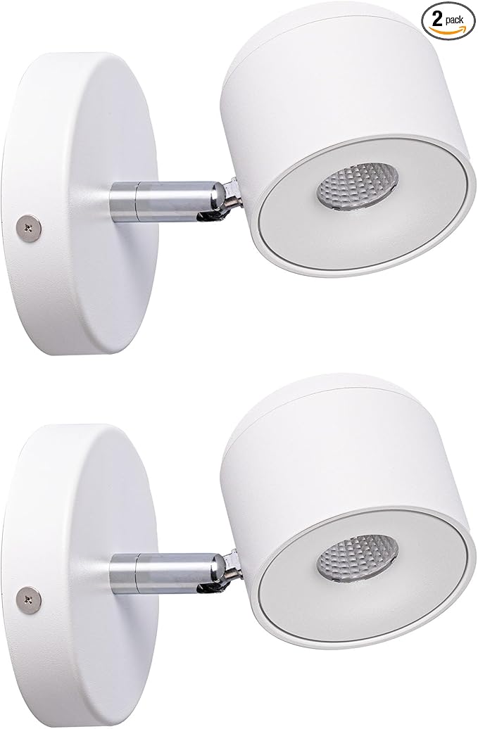 2 Packs Aisilan Modern Adjustable Wall Sconce LED Fixture Warm White Ceiling Spot Wall Light for Hallway Gallery Display Kitchen Bedroom 7W 3000K