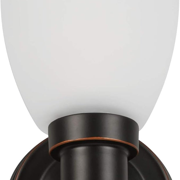 Lydia Wall Sconce, Oil Rubbed Bronze Finish, Frosted Glass Shade, Dimmable with Twist On/Off Switch for Hallway, Foyer, Bathroom – Design House, 588814-ORB