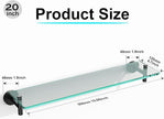Glass Shelves for Bathroom,20-Inch Matte Black Floating Bathroom Shelf Stainless Steel Tempered Glass Shelf Modern Shelves Wall Mounted