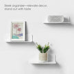 OAPRIRE White Floating Shelves Wall Mounted Set of 2 - Easily Expand Wall Space - Acrylic Hanging Shelves for Bedroom, Gaming Room, Living Room, Bathroom, Office with Cable Clips