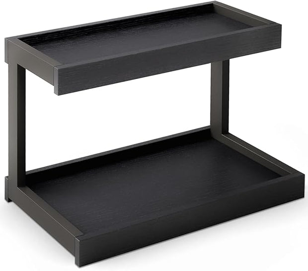 MARTY 2 Tier Spice Rack Organizer for Countertop, 15.8''L Coffee Station/Bathroom Organizer Countertop, Counter Shelf Desktop Storage Organizer for Kitchen, Bedroom, Office (Black)