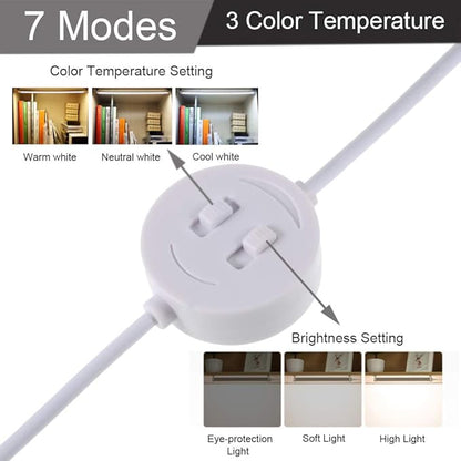 Dimmable Under Cabinet Lighting, Portable USB Reading Strips Craft Light Eye-care LED Desk Reading Lamp Light Great for Craft Table,Pianos,Music Stands,Kitchen,Wardrobe,Shelf,Drawer (warm&cool)