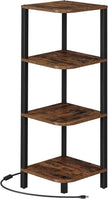 TUTOTAK Corner Shelf, 4-Tier Corner Bookshelf for Small Space, Narrow Display Corner Shelf Stand with Storage Rack, for Living Room, Bedroom, Rustic Brown BS08BB004L