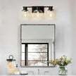 3-Lights Black Bathroom Vanity Lights, Modern Bathroom Lighting Fixtures with Globe Glass Shade, 22in Matte Black Wall lamp for Bath Over Mirror Kitchen Cabinet Living room Hallway Bedroom Porch