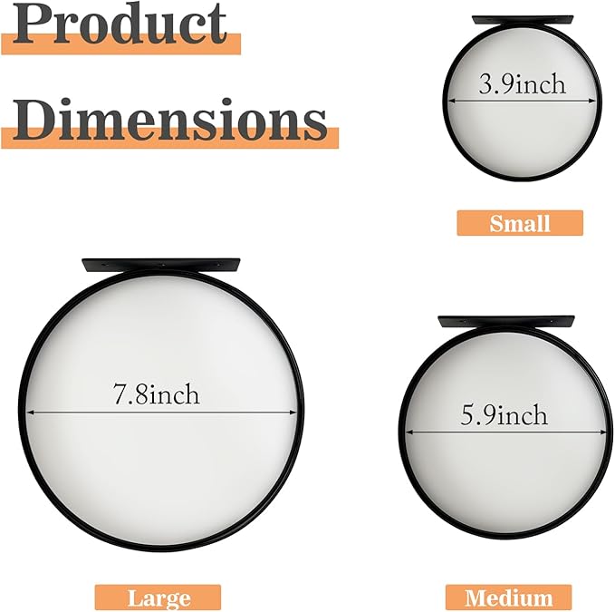 ZEXUIRU 3 Set Glass Decorative Floating Shelves Metal Frame Display Shelf Wall Decor for Home Office Mixed Size