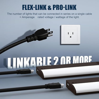 16 Inch LED Under Cabinet Light, Plug in Kitchen Lighting, 3CCT Selectable (3000K/4000K/5000K), CRI94 High Color Accuracy, Linkable, Slim Design Dimmable, Brown