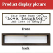 WKYAER Home Sign Decor, Rustic Table Decor, Farmhouse Wall Decoration for Homes Front Door Porch Entryway, Housewarming Gift for Disney Lover, This Home Runs On Love, Laughter and Lots of Disney Sign