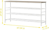 SUOERNUO Shoe Rack Organizer 4 Tier for Closet Entryway Free Standing Metal Storage Shoe Shelf with MDF Top Board (White+Oak, Large 4 Tier)