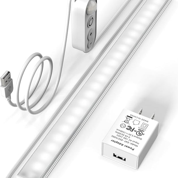 ASOKO Motion Sensor Dimmable Led Under Cabinet Lighting,12 inches Plug in Led Counter Light Bars, Cool White 6000K Light Bar for Kitchen/Closet/Wardrobe/Shelf/Desk/Display Case