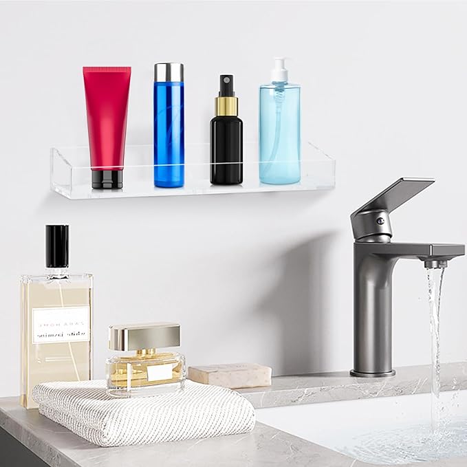 2 Pack Acrylic Bathroom Shelves, Clear Acrylic Shower Caddy Organizer, 15