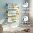 White Nursery Floating Shelves Set of 3– Wall Mounted Kids Bookshelf & Toy Organizer – 16 Inch Rustic Pine Hanging Display Book Shelves for Bedroom, Playroom, and Baby Decor