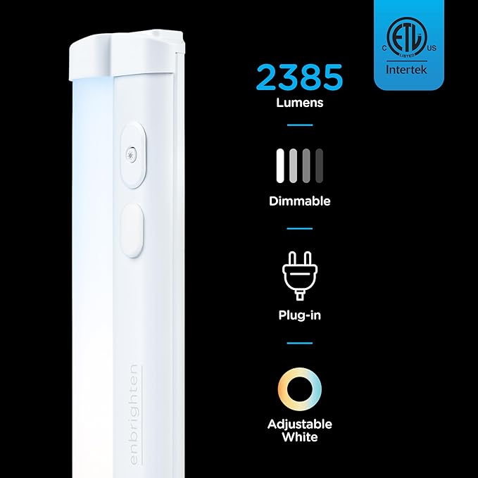 Enbrighten 36 inch Plug-in Under Cabinet Lights, 2386 Lumens, Five White Settings from (2700K-6500K), Full Range Dimmable, One-Touch Sync Control, Linkable Under Counter Lights for Kitchen 82788-T1