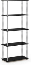 Furinno Turn-N-Tube 5-Tier Multipurpose Shelf / Display Rack / Storage Shelf / Bookshelf, Classic Tubes, Black/Grey