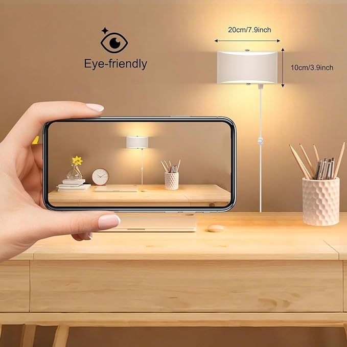Lightess Plug in Wall Sconces 12W Modern LED Wall Light Dimmable Indoor Up Down Wall Lamp for Bedroom Living Room Hallway Staircase, Warm White