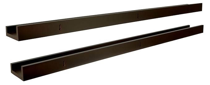 Kiera Grace Floating Shelves for Wall, Engineered Wood Picture Frame Wall Shelves, Easy to Assemble Display Shelves, Ideal for Home Decor, Pack of 2, 44" L x 4" W x 2" H, Espresso