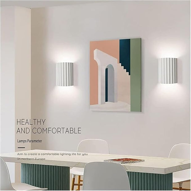 Nordic Minimalism Vintage Lamp Light Geometric Wall Lamp LED Wall Sconce Up Down Wall Lamp Resin Wall Spot Accent Lighting Indoor Lamps Night Lights for Living Room Bedroom Hallway(White)