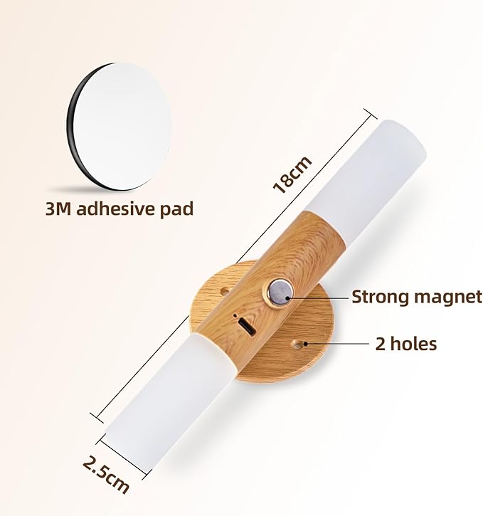 LED Motion Sensor Lights Battery Operated Wall Sconces Set of 2 Rechargeable Wireless Picture Art Light Magnetic 360° Rotation Corner Lamps for Gallery Stairway Vanity Living Room Bedroom